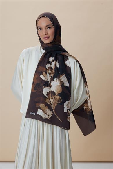 AKVA PAMUK İPEK ŞAL 70*190 CM - KAHVERENGİ
