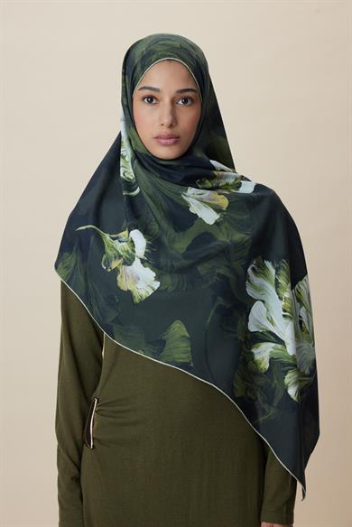 AKVA PAMUK İPEK ŞAL 70*190 CM - KOYU YEŞİL