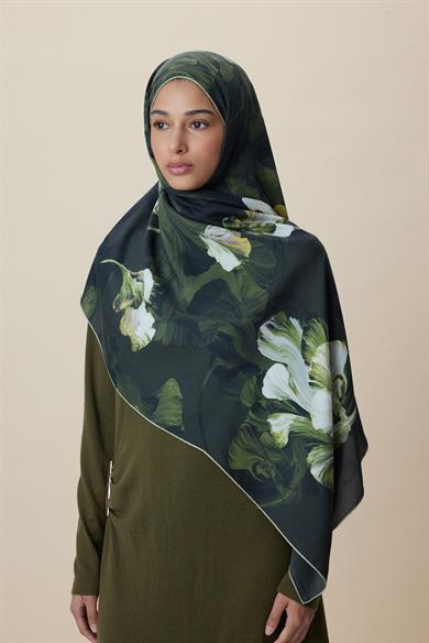AKVA PAMUK İPEK ŞAL 70*190 CM - KOYU YEŞİL