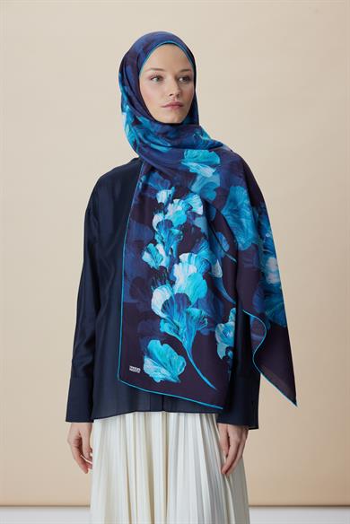 AKVA PAMUK İPEK ŞAL 70*190 CM - LACİVERT