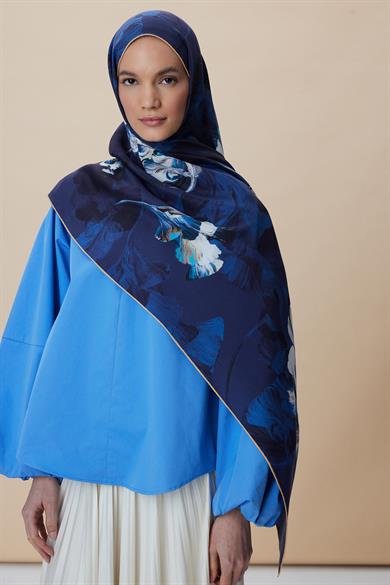 AKVA PAMUK İPEK ŞAL 70*190 CM - MAVİ