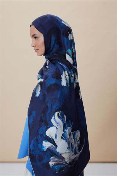 AKVA PAMUK İPEK ŞAL 70*190 CM - MAVİ