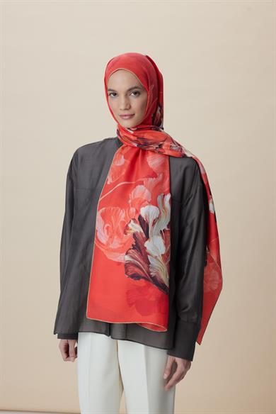 AKVA PAMUK İPEK ŞAL 70*190 CM - NARÇİÇEĞİ