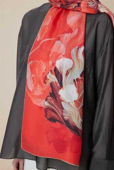 AKVA PAMUK İPEK ŞAL 70*190 CM - NARÇİÇEĞİ