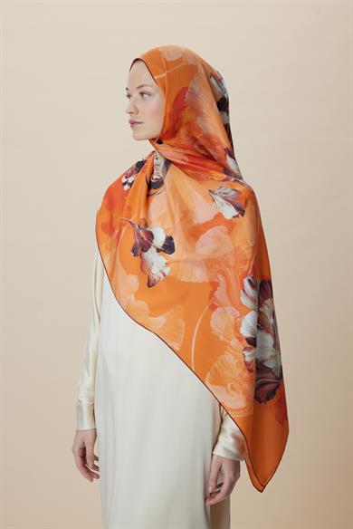 AKVA PAMUK İPEK ŞAL 70*190 CM - TURUNCU