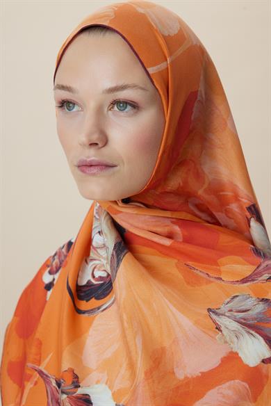 AKVA PAMUK İPEK ŞAL 70*190 CM - TURUNCU