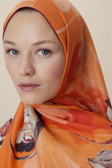 AKVA PAMUK İPEK ŞAL 70*190 CM - TURUNCU