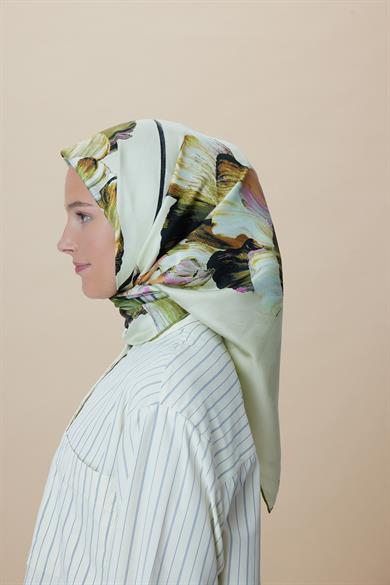 AKVA TİVİL İPEK EŞARP 90*90 CM - AÇIK YEŞİL