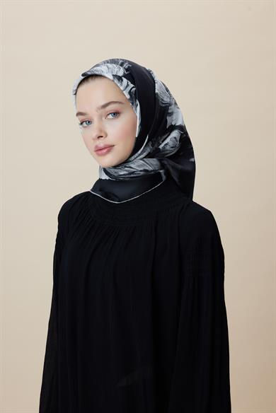 AKVA TİVİL İPEK EŞARP 90*90 CM - ANTRASİT