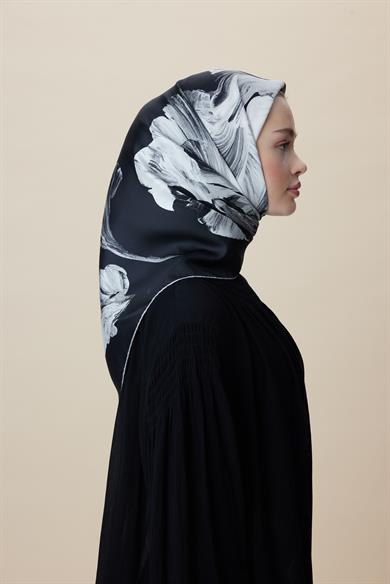 AKVA TİVİL İPEK EŞARP 90*90 CM - ANTRASİT