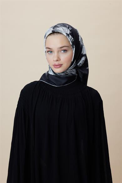 AKVA TİVİL İPEK EŞARP 90*90 CM - ANTRASİT