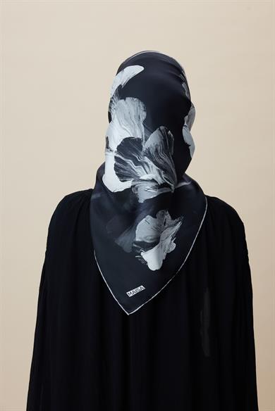 AKVA TİVİL İPEK EŞARP 90*90 CM - ANTRASİT