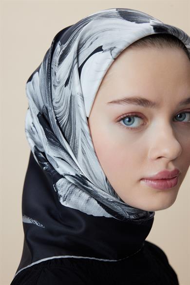 AKVA TİVİL İPEK EŞARP 90*90 CM - ANTRASİT