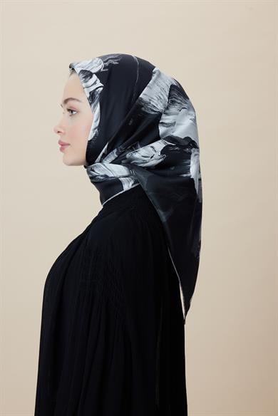 AKVA TİVİL İPEK EŞARP 90*90 CM - ANTRASİT