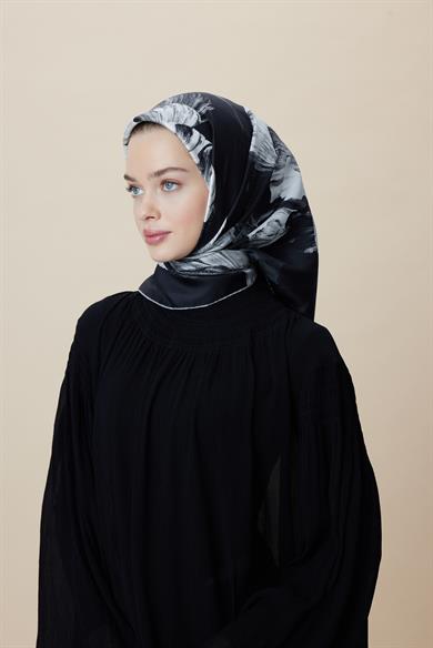 AKVA TİVİL İPEK EŞARP 90*90 CM - ANTRASİT