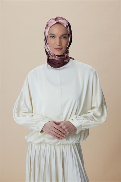 AKVA TİVİL İPEK EŞARP 90*90 CM - BORDO