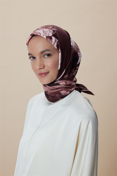 AKVA TİVİL İPEK EŞARP 90*90 CM - BORDO