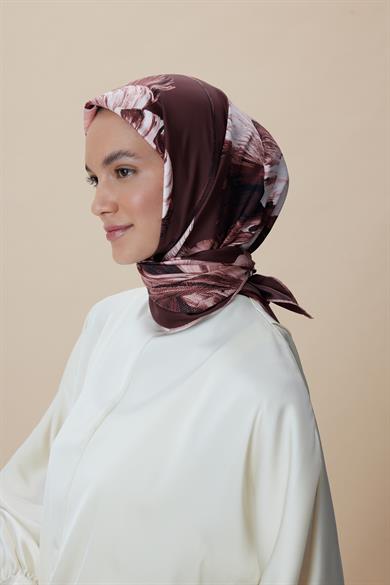 AKVA TİVİL İPEK EŞARP 90*90 CM - BORDO