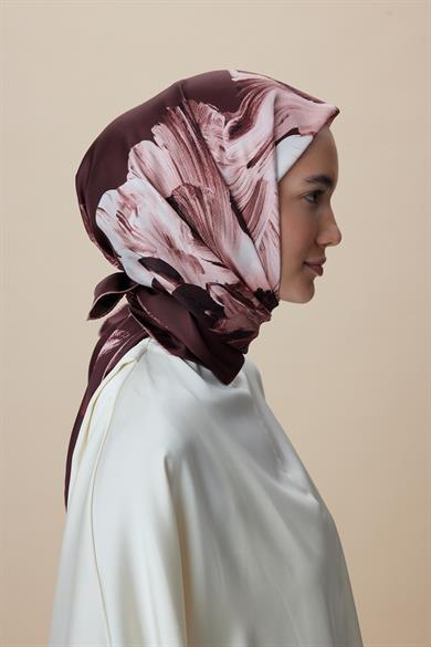AKVA TİVİL İPEK EŞARP 90*90 CM - BORDO