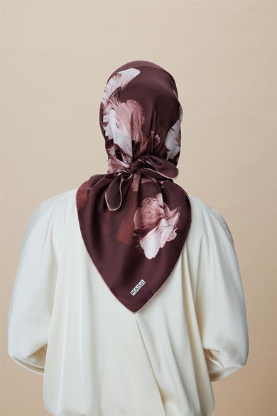 AKVA TİVİL İPEK EŞARP 90*90 CM - BORDO