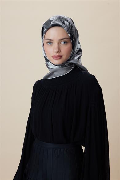 AKVA TİVİL İPEK EŞARP 90*90 CM - GRİ