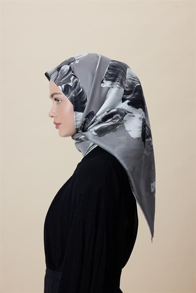 AKVA TİVİL İPEK EŞARP 90*90 CM - GRİ