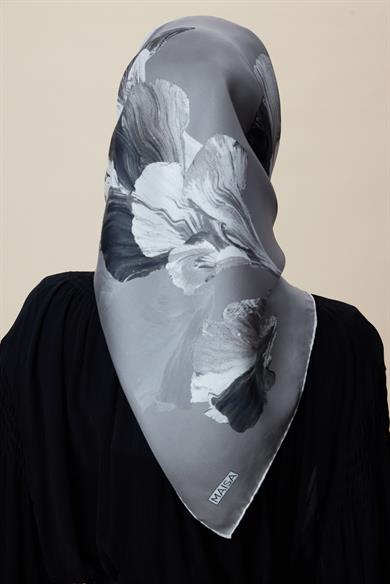 AKVA TİVİL İPEK EŞARP 90*90 CM - GRİ