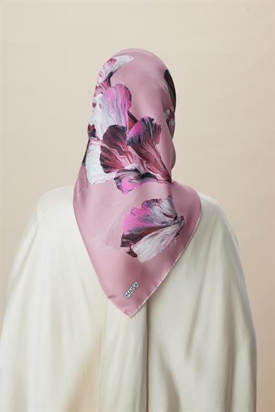 AKVA TİVİL İPEK EŞARP 90*90 CM - GÜL KURUSU