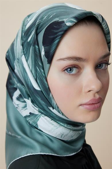 AKVA TİVİL İPEK EŞARP 90*90 CM - IHLAMUR YEŞİLİ