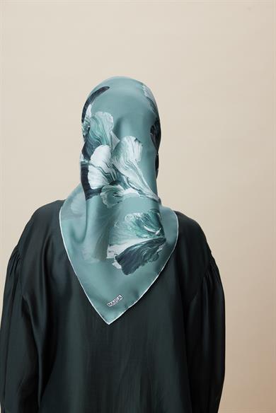 AKVA TİVİL İPEK EŞARP 90*90 CM - IHLAMUR YEŞİLİ