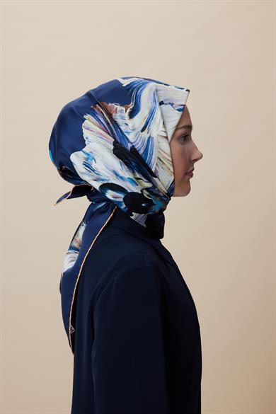 AKVA TİVİL İPEK EŞARP 90*90 CM - MAVİ