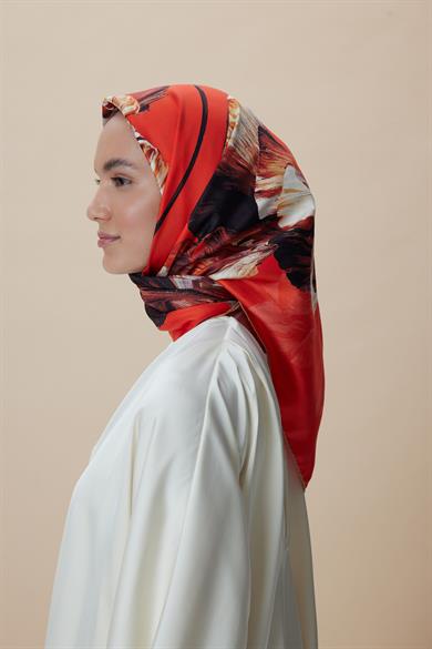 AKVA TİVİL İPEK EŞARP 90*90 CM - NARÇİÇEĞİ