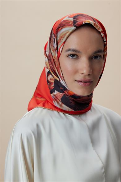 AKVA TİVİL İPEK EŞARP 90*90 CM - NARÇİÇEĞİ
