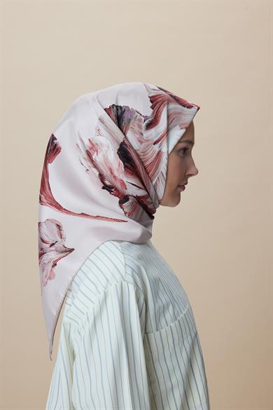AKVA TİVİL İPEK EŞARP 90*90 CM - PUDRA PEMBE