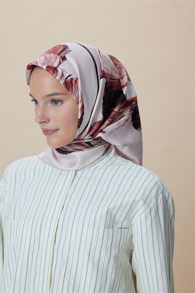 AKVA TİVİL İPEK EŞARP 90*90 CM - PUDRA PEMBE
