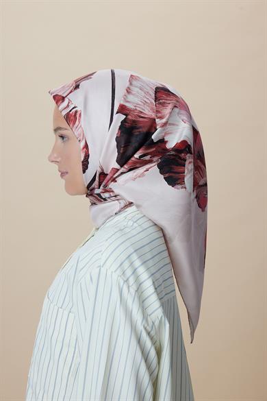 AKVA TİVİL İPEK EŞARP 90*90 CM - PUDRA PEMBE