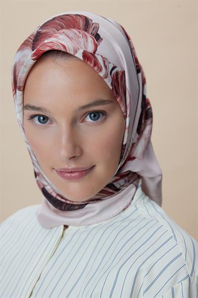 AKVA TİVİL İPEK EŞARP 90*90 CM - PUDRA PEMBE