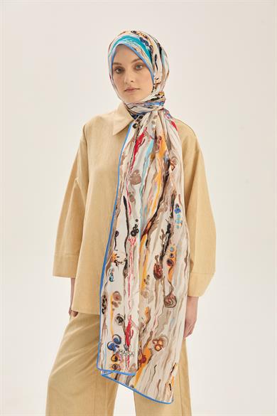 ALAZ FLOŞ VİSKON 70*190CM ŞAL - MAVİ 