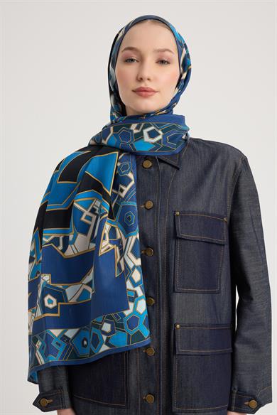 ALEV FLOŞ VİSKON ŞAL 70*190 CM - KOYU MAVİ