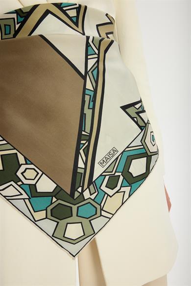 ALEV TİVİL İPEK EŞARP 90*90 CM - BEJ