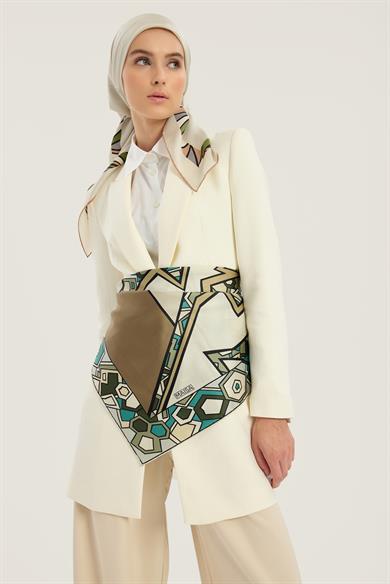 ALEV TİVİL İPEK EŞARP 90*90 CM - BEJ