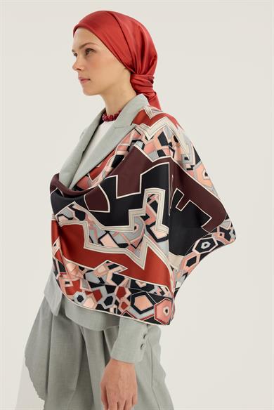 ALEV TİVİL İPEK EŞARP 90*90 CM - BORDO