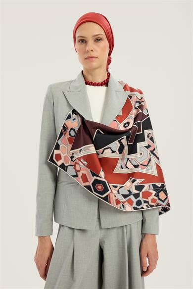 ALEV TİVİL İPEK EŞARP 90*90 CM - BORDO