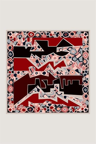 ALEV TİVİL İPEK EŞARP 90*90 CM - BORDO