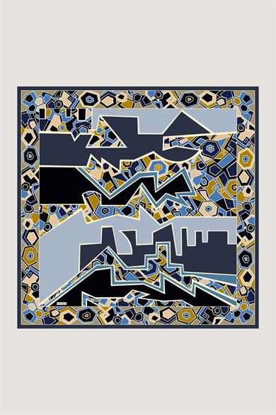 ALEV TİVİL İPEK EŞARP 90*90 CM - INDIGO