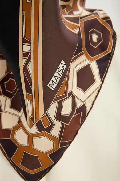 ALEV TİVİL İPEK EŞARP 90*90 CM - KAHVERENGİ