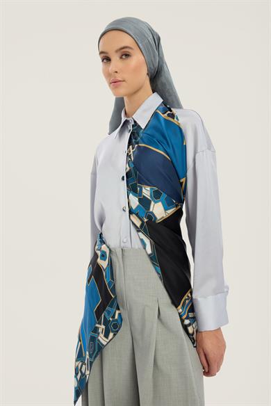 ALEV TİVİL İPEK EŞARP 90*90 CM - MAVİ