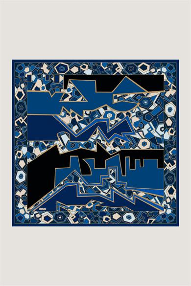 ALEV TİVİL İPEK EŞARP 90*90 CM - MAVİ