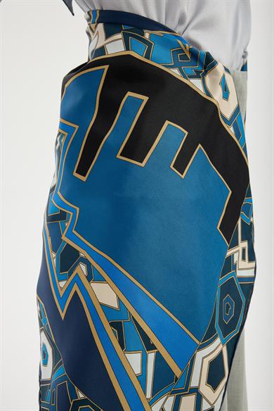 ALEV TİVİL İPEK EŞARP 90*90 CM - MAVİ