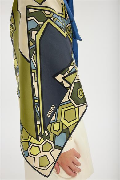 ALEV TİVİL İPEK EŞARP 90*90 CM - YEŞİL